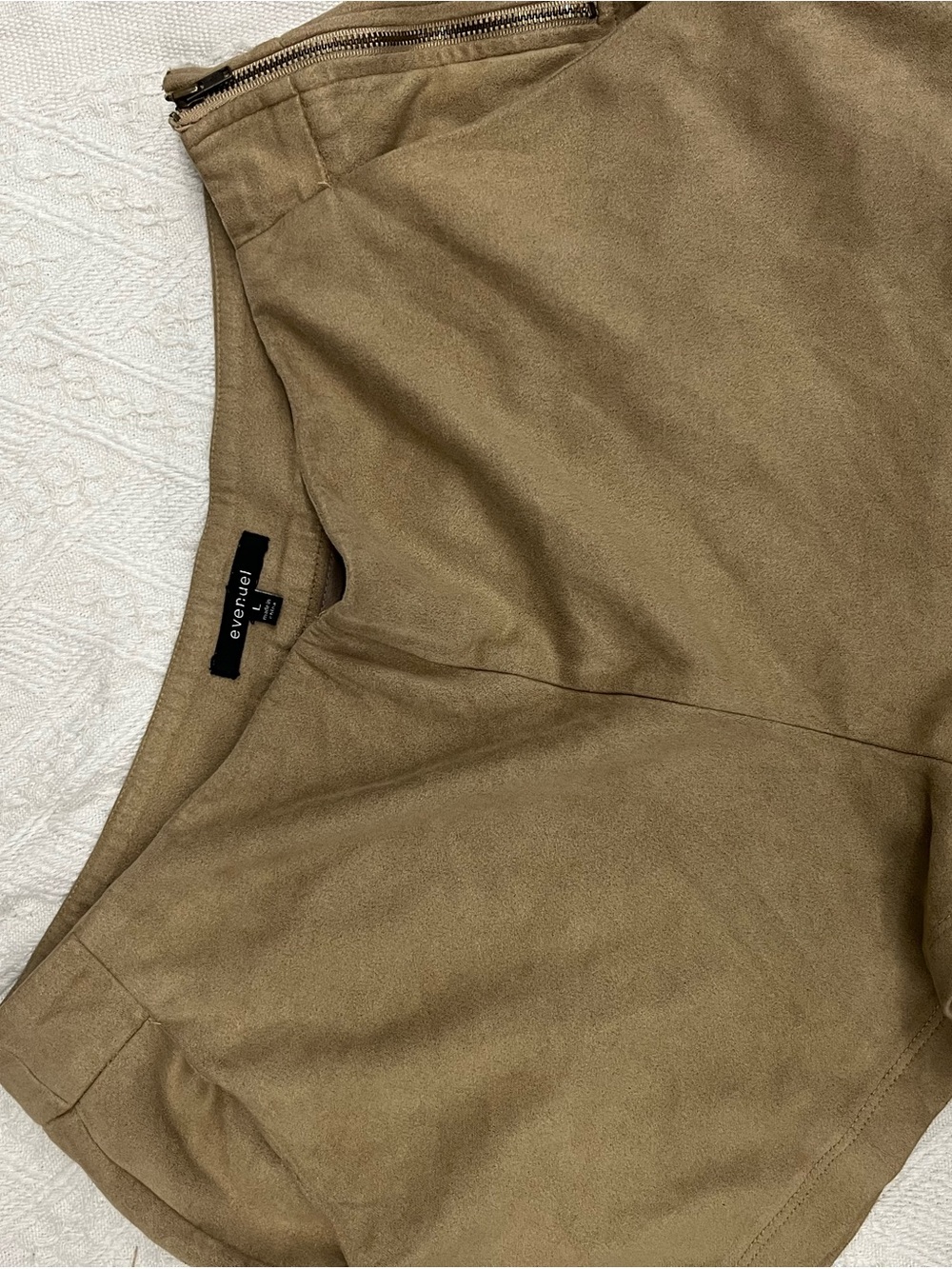 Evenuel Tan Suede-Look Shorts